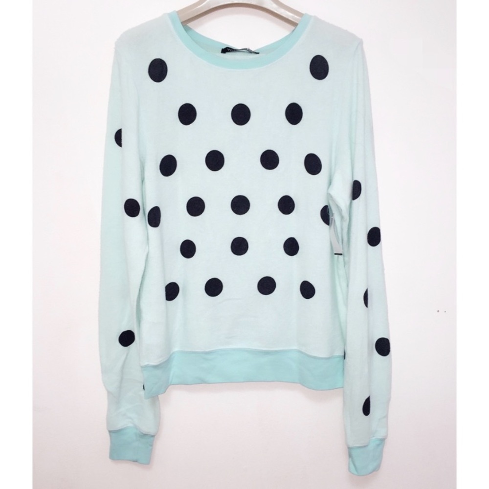NWT Wildfox Supersoft Cotton Blend Polka-dot Sweatshirt​
